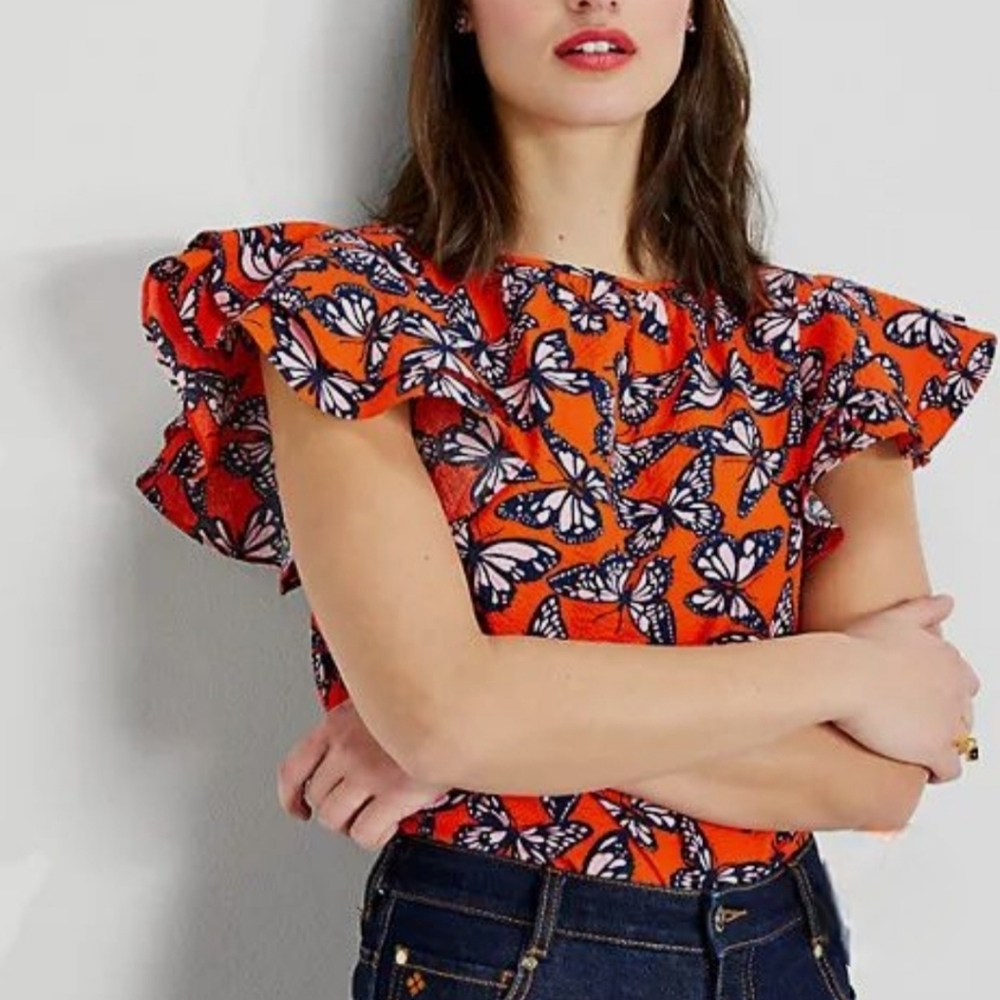 Kate Spade Spring Flight Flutter-sleeve Top